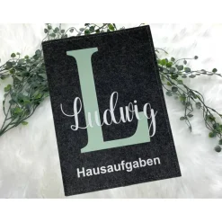 Hausaufgabenheft Hülle Filz Buchstabe Mint Grundschule Schulheft Schutzhülle Umschlag Geschenkidee Einschulung