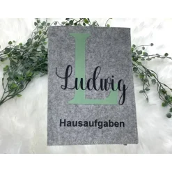 Hausaufgabenheft Hülle Filz Buchstabe Mint Grundschule Schulheft Schutzhülle Umschlag Geschenkidee Einschulung