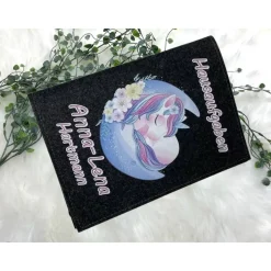 Hausaufgabenheft Hülle Filz Einhorn Mond Grundschule Schulheft Schutzhülle Umschlag Geschenkidee Einschulung