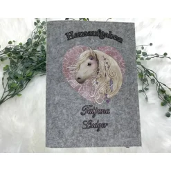 Hausaufgabenheft Hülle Filz Pferd Grundschule Schulheft Schutzhülle Umschlag Geschenkidee Einschulung