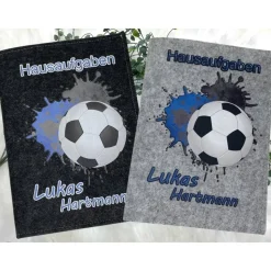 Hausaufgabenheft Hülle Filz Fußball Blau Grundschule Schulheft Schutzhülle Umschlag Geschenkidee Einschulung