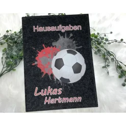 Hausaufgabenheft Hülle Filz Fußball Rot Grundschule Schulheft Schutzhülle Umschlag Geschenkidee Einschu