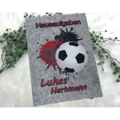 Hausaufgabenheft Hülle Filz Fußball Rot Grundschule Schulheft Schutzhülle Umschlag Geschenkidee Einschu