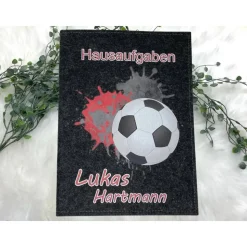 Hausaufgabenheft Hülle Filz Fußball Rot Grundschule Schulheft Schutzhülle Umschlag Geschenkidee Einschu