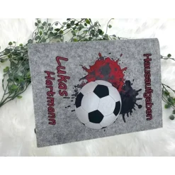 Hausaufgabenheft Hülle Filz Fußball Rot Grundschule Schulheft Schutzhülle Umschlag Geschenkidee Einschu