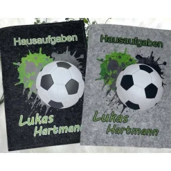Hausaufgabenheft Hülle Filz Fußball Grün Grundschule Schulheft Schutzhülle Umschlag Geschenkidee Einschu