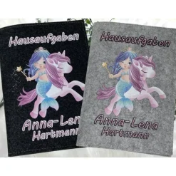 Hausaufgabenheft Hülle Filz Meerjungfrau Grundschule Schulheft Schutzhülle Umschlag Geschenkidee Ei