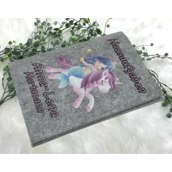 Hausaufgabenheft Hülle Filz Meerjungfrau Grundschule Schulheft Schutzhülle Umschlag Geschenkidee Ei