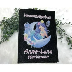 Hausaufgabenheft Hülle Filz Meerjungfrau Grundschule Schulheft Schutzhülle Umschlag Geschenkidee Ei