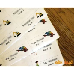 Heftaufkleber für die Schule mit Namen 24 Stk. - Chamäleon | personalisiert