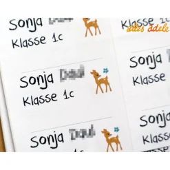 Heftaufkleber für die Schule mit Namen 24 Stk. - Chamäleon | personalisiert