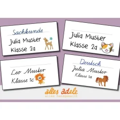 Heftaufkleber für die Schule mit Namen 24 Stk. - Löwe | personalisiert