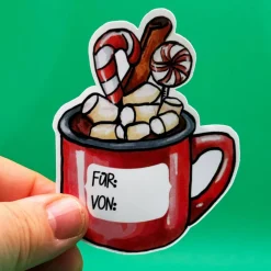 Heiße Schokolade Geschenketikett Vinylsticker | beschriftbarer Weihnachtsaufkleber X-Mas