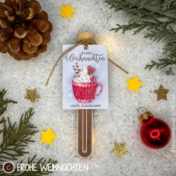 Heiße Schokolade im Reagenzglas aus echter Schweizer Schokolade, Weihnachtsgeschenk, Wichtelgeschenk