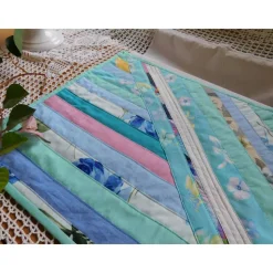 hellblaues Tischset Patchwork Quilt , Platzset Streifen