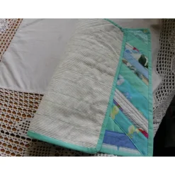 hellblaues Tischset Patchwork Quilt , Platzset Streifen