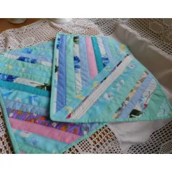 hellblaues Tischset Patchwork Quilt , Platzset Streifen