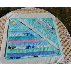 hellblaues Tischset Patchwork Quilt , Platzset Streifen