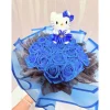 Hello Kitty Bouquet mit blauen Glitzerrosen