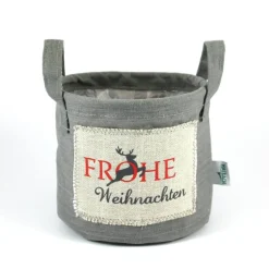 Henkeltopf **WeihNACHTen4* von ZWEIFARBIG Leinen Weihnachten Übertopf Weihnachtsdeko Hirsch Dekotopf