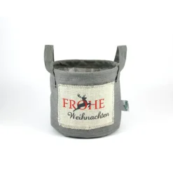 Henkeltopf **WeihNACHTen4* von ZWEIFARBIG Leinen Weihnachten Übertopf Weihnachtsdeko Hirsch Dekotopf