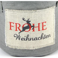 Henkeltopf **WeihNACHTen4* von ZWEIFARBIG Leinen Weihnachten Übertopf Weihnachtsdeko Hirsch Dekotopf