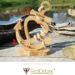 Hera Eiche Anker Holz Personalisiert Gravur Geschenk Hochzeitstag Jahrestag Goldene Hochzeit Silberhochzeit Holzanker