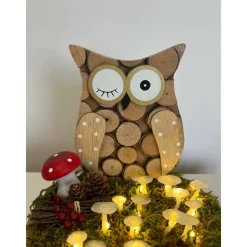 Herbstdeko Herbstgesteck Ledpilze Eule