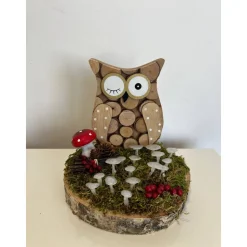 Herbstdeko Herbstgesteck Ledpilze Eule