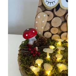 Herbstdeko Herbstgesteck Ledpilze Eule