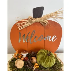 Herbstdeko Herbstgesteck Kürbis