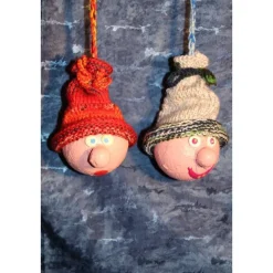 Herbstdeko KUGELWICHTEL SCHLEIFERL 2er Set Handgemachte Wichtel aus Kunststoffkugeln für Deine Herbst- oder Winterdekor