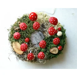 Herbstdeko Leuchtpilze auf 21 cm Baumscheibe