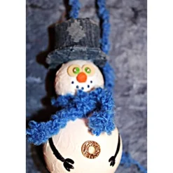 Herbstdeko SCHNEEMANN-DUO ROT/BLAU 2er Set Handgemachte Hängedeko aus Kunststoffkugeln für Deine Winterdeko