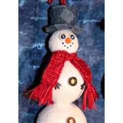 Herbstdeko SCHNEEMANN-DUO ROT/BLAU 2er Set Handgemachte Hängedeko aus Kunststoffkugeln für Deine Winterdeko