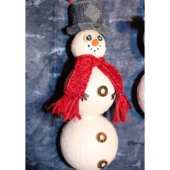 Herbstdeko SCHNEEMANN-DUO ROT/BLAU 2er Set Handgemachte Hängedeko aus Kunststoffkugeln für Deine Winterdeko