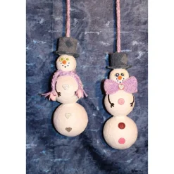 Herbstdeko SCHNEEMANN-DUO 2er Set Handgemachte Hängedeko aus Kunststoffkugeln für Deine Winterdeko oder Weihnachtsdeko