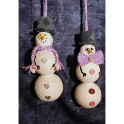 Herbstdeko SCHNEEMANN-DUO 2er Set Handgemachte Hängedeko aus Kunststoffkugeln für Deine Winterdeko oder Weihnachtsdeko