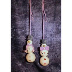 Herbstdeko SCHNEEMANN-DUO 2er Set Handgemachte Hängedeko aus Kunststoffkugeln für Deine Winterdeko oder Weihnachtsdeko