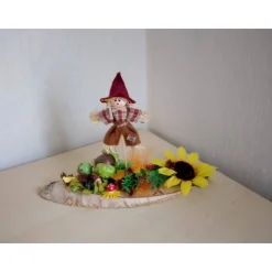 Herbstdeko Tischdeko Feld Garten – Erntedankfest Sonnenblume Vogelscheuche auf Baumscheibe