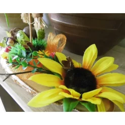 Herbstdeko Tischdeko Feld Garten – Erntedankfest Sonnenblume Vogelscheuche auf Baumscheibe