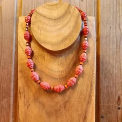 Herbstfeuer - Glasperlenkette aus Lampionperlen der 1930er