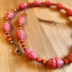 Herbstfeuer - Glasperlenkette aus Lampionperlen der 1930er