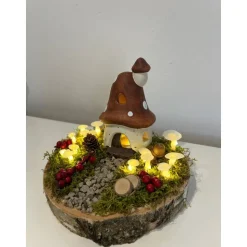 Herbstgesteck Herbstdeko Herbst Baumscheibe Pilzhaus Igel