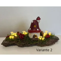 Herbstgesteck Herbstdeko Pilzhaus Ledpilze