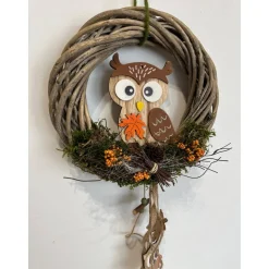 Herbstkranz Türkranz Türschmuck Türdeko Eule Herbstdeko