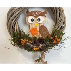 Herbstkranz Türkranz Türschmuck Türdeko Eule Herbstdeko
