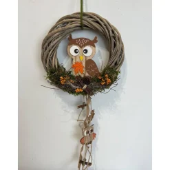 Herbstkranz Türkranz Türschmuck Türdeko Eule Herbstdeko