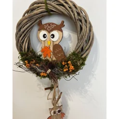 Herbstkranz Türkranz Türschmuck Türdeko Eule Herbstdeko