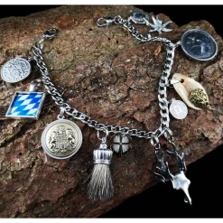 Herren-Charivari aus Edelstahl, Trachtenschmuck, 1- reihig, Hirsch